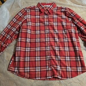 Rider's By Lee Woen's Red and White Checkered Plaid Button Shirt